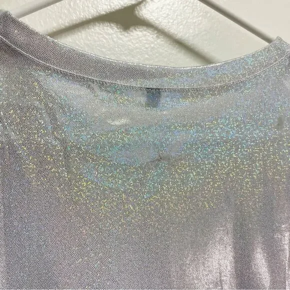 Gray Rainbow Sparkle Short Sleeve Crew Neck Top - Picture 9 of 12